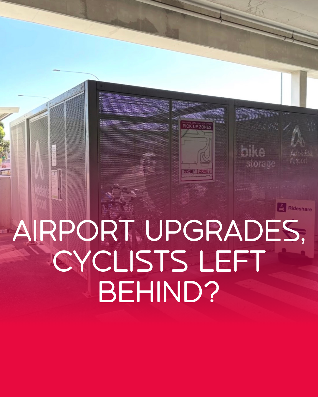 Cyclists left behind in Adelaide Airport upgrade
