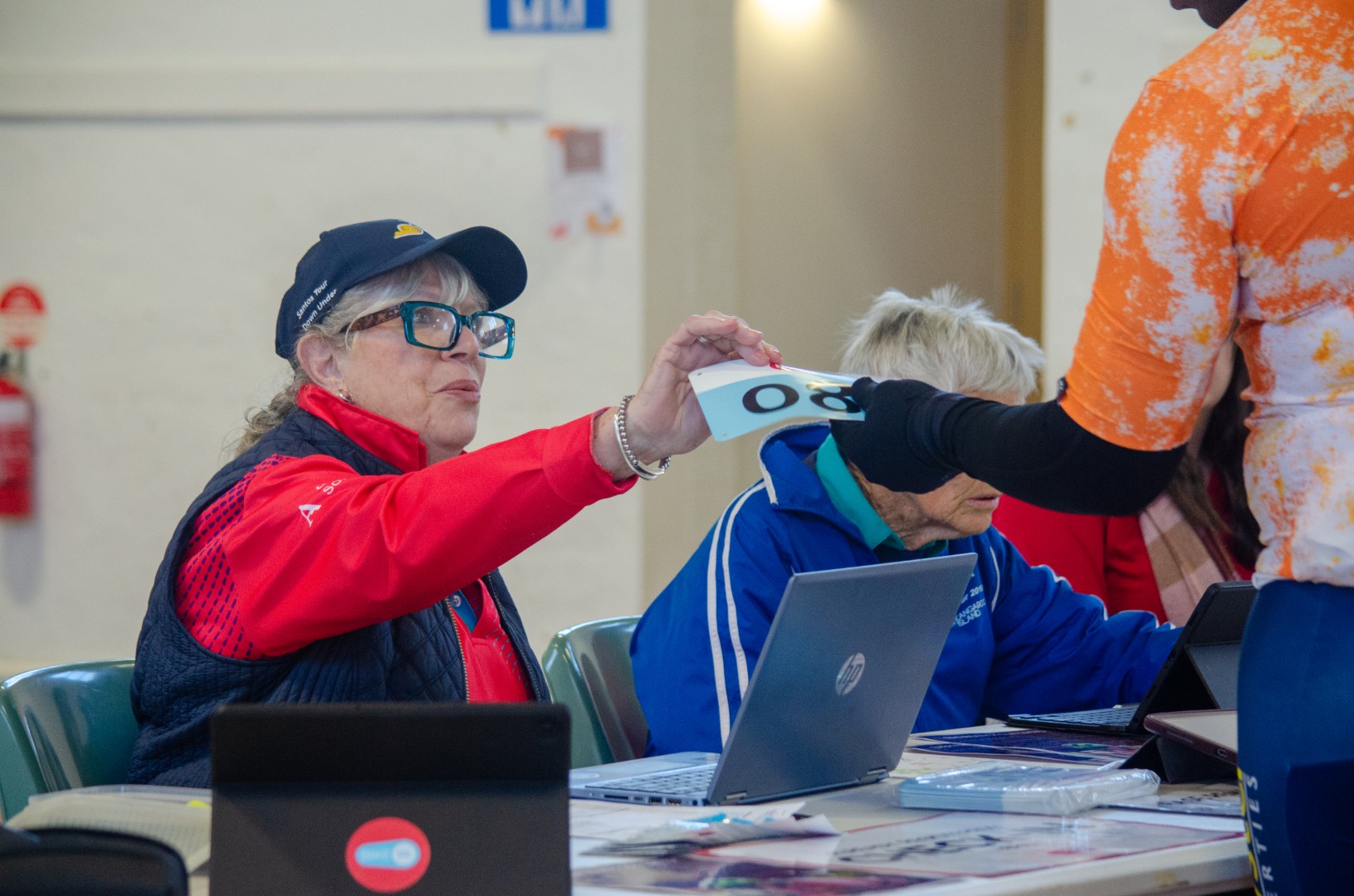 woman volunteering at bike event